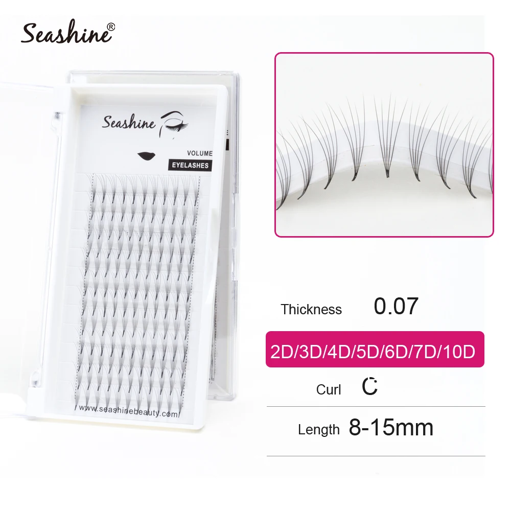 

Seasshine 2D-10D Lashes Volume Eyelashes hand-made natrual black Eyelash Extensions Faux Mink premade fans Lashes