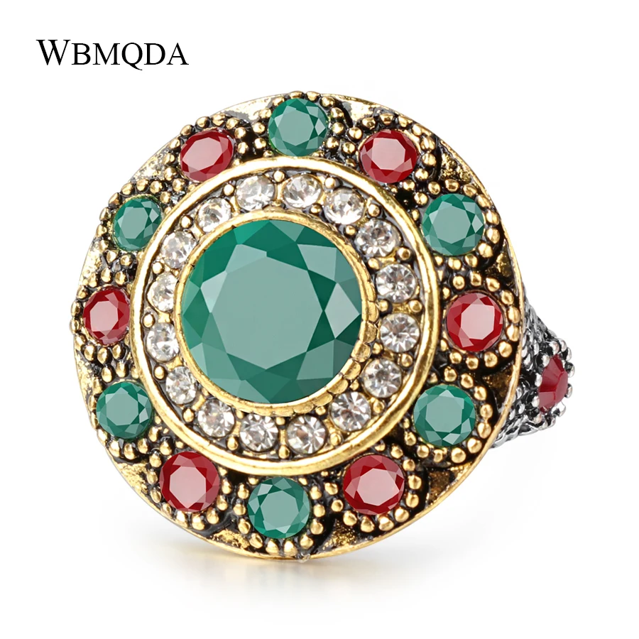 Vintage Ethnic Indian Wedding Rings For Women Flower Crystal Silver Color Ring Trendy Bohemian Jewelry 2018 Free Shipping