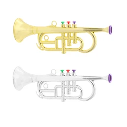 Kids Plastic Trumpet with 3 Colored Keys for Early Developmental Music Education Toy