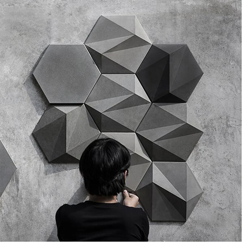 

3D Geometric Concrete Wall Brick Silicone Mold Cement TV Background Wall Brick Mold hexagon plaster molds