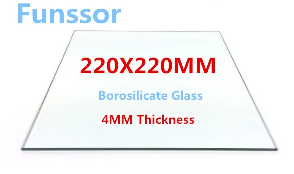 

Funssor Borosilicate Glass Plate Bed 220mm x 220X4MM Flat Polished Edge for MK2 MK3 Reprap 3D printer