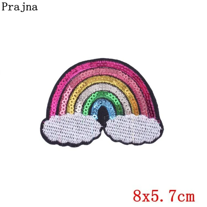 Prajna Rainbow Patch Iron-On Embroidered Patches Sewing Applique Patchwork Accessories Cartoon Badges For Clothes DIY Stickers