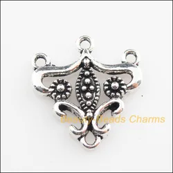 20 New Connectors Triangle Flower Tibetan Silver Color Charms 19.5x21mm