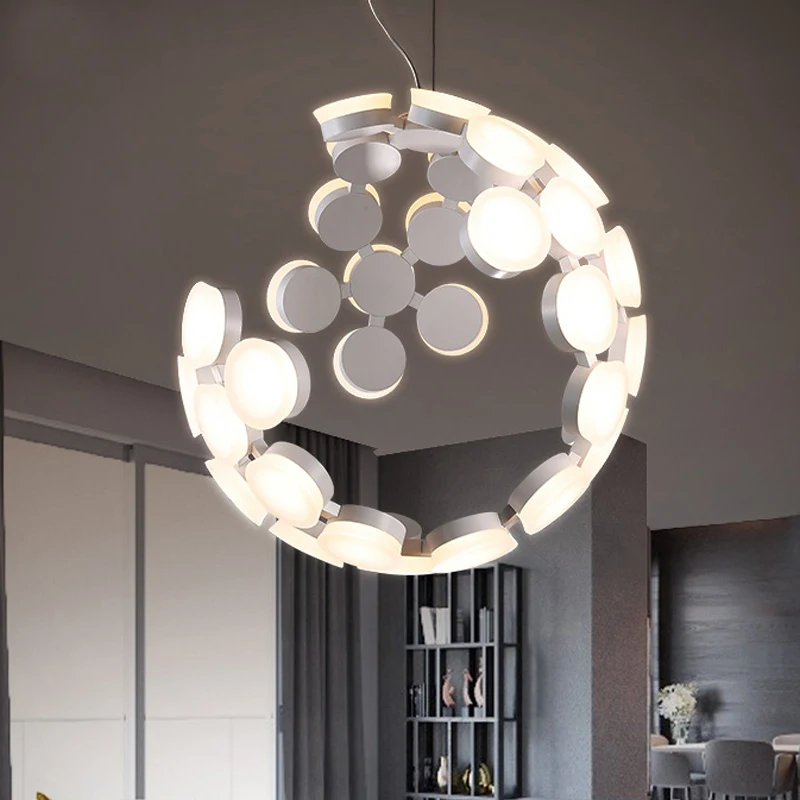 Factory direct post-modern simple personality LED broken light body ion atomic structure acrylic Led Pendant Lamps free shipping