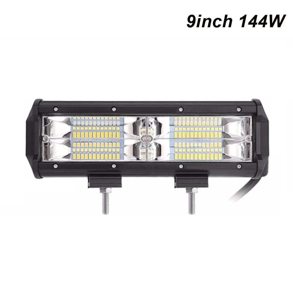 Lampu Berkendara Bilah Lampu Led Mobil 9 Inci 144W Amber 3000K untuk Truk Offroad Jeep Wrangler 4WD 4X4 Lampu Kabut Perahu Traktor 12V