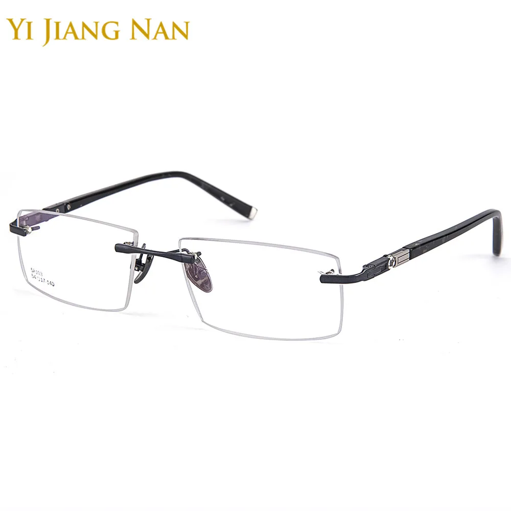 

Men Fashion Quality Alloy Frame Ceramics Nose Pad Rimless Eyeglasses with Clear Lenses