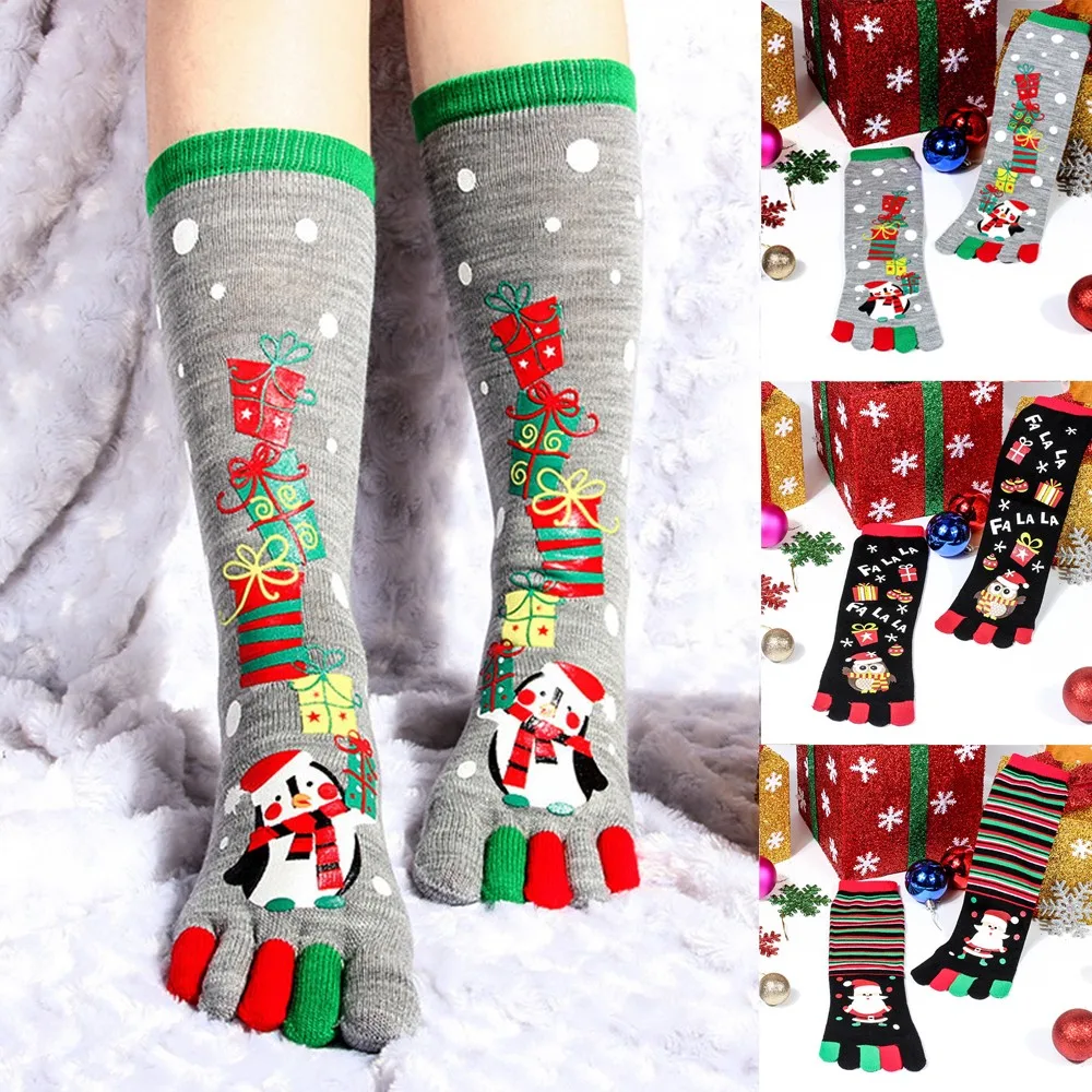 

BKLD 2024 New Fashion Women Funny Cartoon Printed Toe Socks Cotton Five Fingers Socks Casual Soft Socks Women Christmas Sock