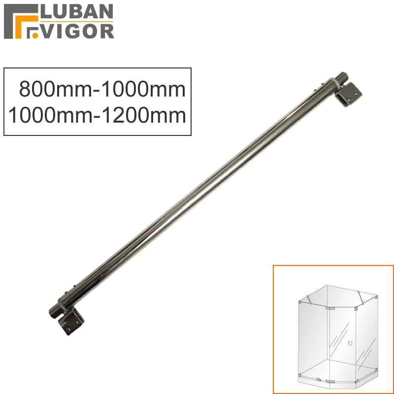 

Useful Stainless steel bathroom knighthead fixed rod clip Adjustable length 800mm-1200mm clips on both sides DIY glass clamps