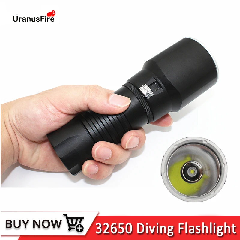 Underwater 100M Scuba Waterproof Diving Flashlight XM-L2 LED White Light Power by 32650 Battery