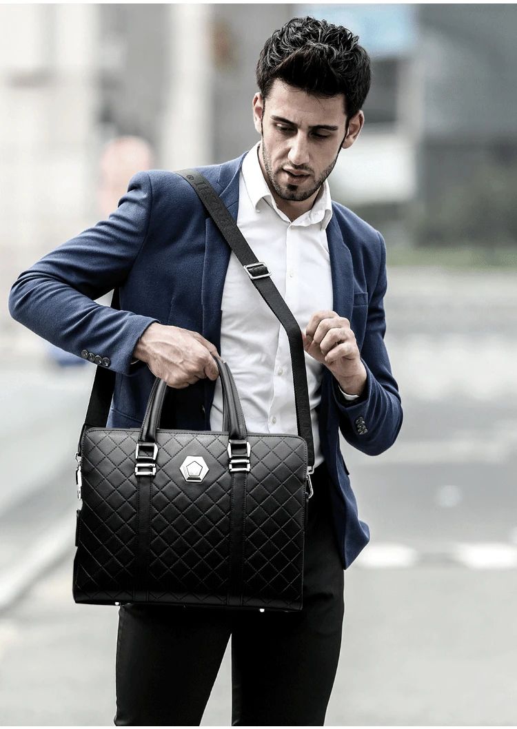 Men Anti theft Laptop Briefcase Handbag Coded Lock Double Layers Shoulder Bag New Design Crossbody Bag Male Business Travel Bag