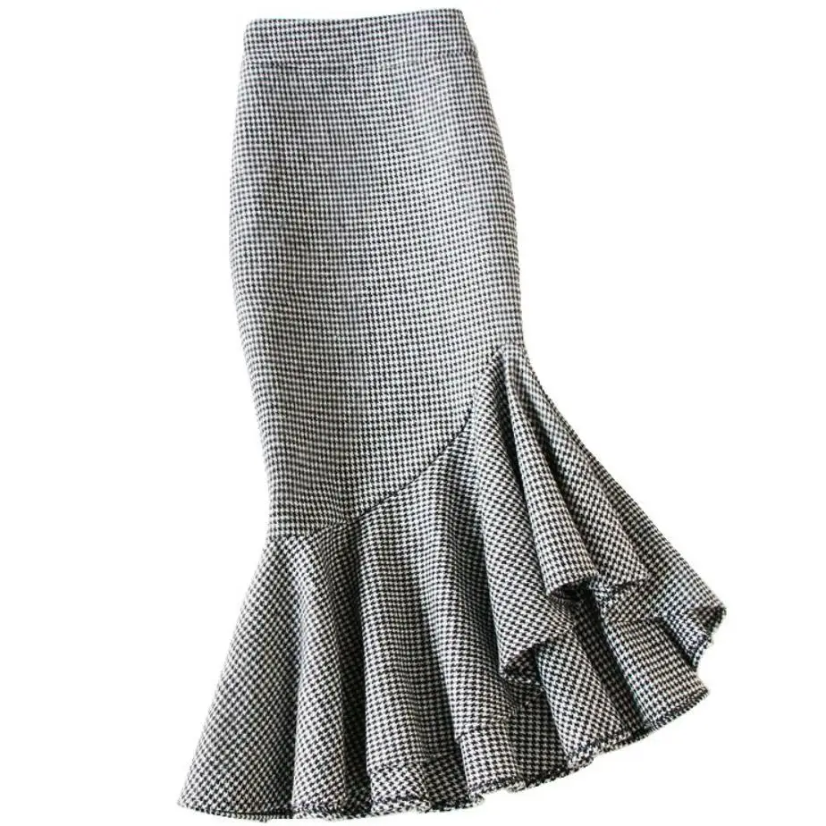 

irregular woolen mermaid skirt women winter package hip ol trumpet skirt