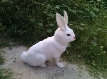 

big creative simulation rabbit model plastic&fur white rabbit doll gift 43x40cm a182