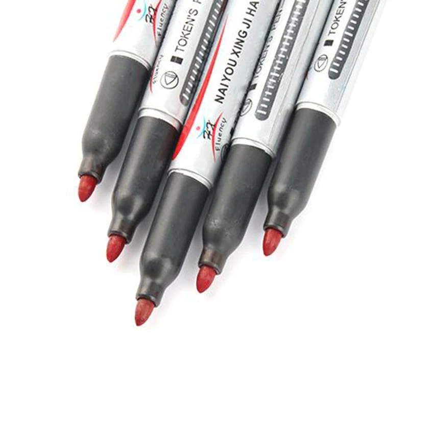 1pc Large Capacity Black Red Plastic Oily Waterproof Permanent Marker Pen Office School Supplies Markers