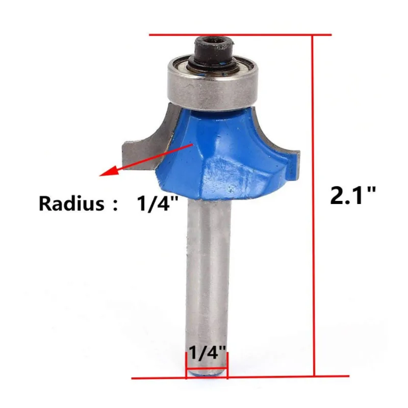 1/4 Inch x 1/2 Inch Round Over Corner Router Bit Woodworking Drilling Power Tools (1/4