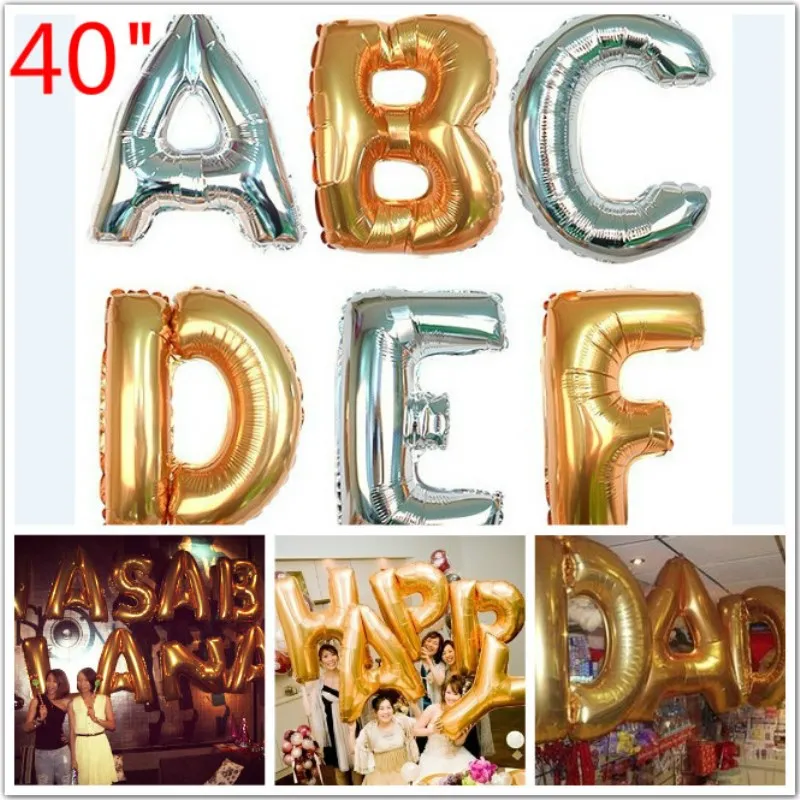 

40 inches Gold Letter Foil Balloons Birthday Party Banner Helium Letter Balloon Wedding Decoration Ballons Holiday Supplies