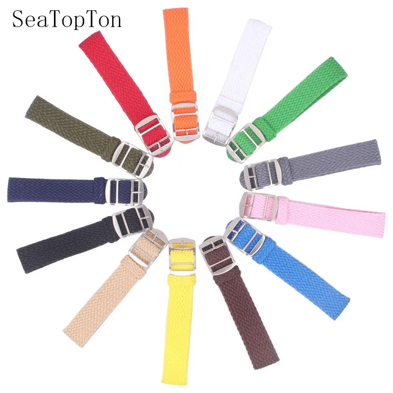 14mm 16mm 18mm 20mm 22mm Solid color Perlon Woven Nylon watchbands bracelet fabric Woven Watch Strap Band Buckle belt black blue