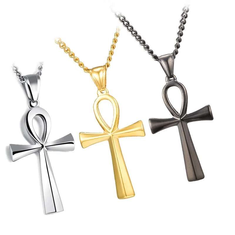 MisenBaBa خمر الفولاذ المقاوم للصدأ المصري ANKH قلادة قلادة للنساء رجل رمز قلادة مصر المجوهرات #3