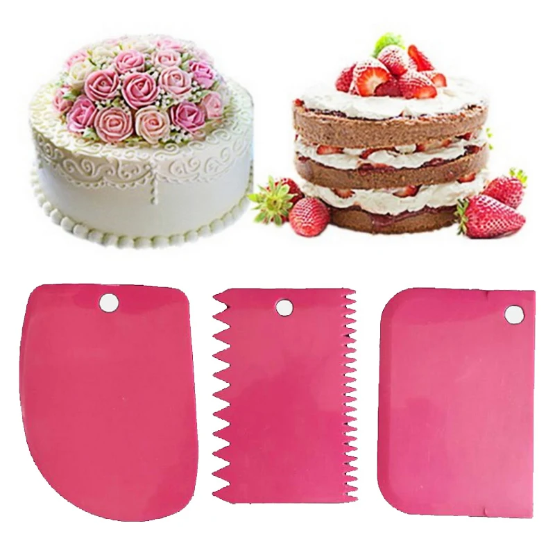 3PCs Professional Dough Cutter Cake Bread Slicer Baking Pasty Scraper Cake Blade Silicone Spatula for Cakes Patisseries Tools