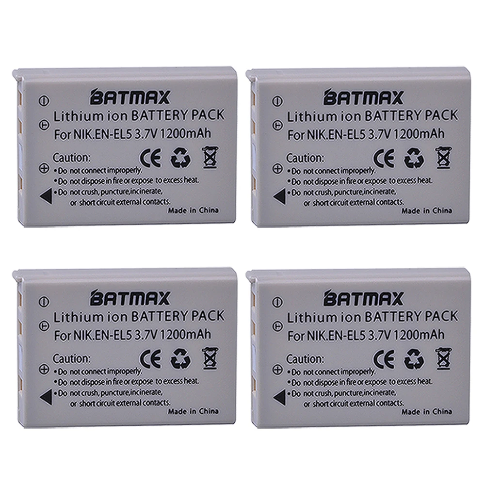 

Batmax EN-EL5 EN EL5 ENEL5 4PCS Rechargeable Battery for NIKON Coolpix P530 P520 P510 P100 P500 P5100 P5000 P6000 P90 P80 Camera