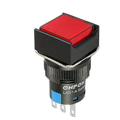 Momentary Red Square ON/ON Push Button Switch AC 250V