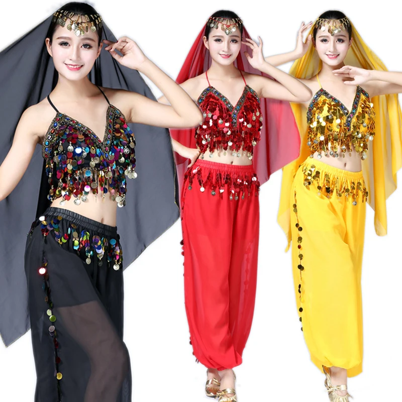 

Костюмы для танца живота для взрослых для женщин, индийский костюм для танца живота, сценический костюм, комплект из 3 предметов, женская одежда для танца живота