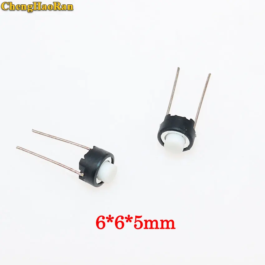 ChengHaoRan 20-100pcs Touch switch button 6*6*5mm DIP 6X6X5 mm Tactile Tact Push Button Micro Switch Momentary for A-L-P-S white