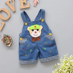 9M-2T Baby Overalls Toddler Boys Girls Jeans Overalls Summer Shorts Infant  Kids Rompers Cap Dog Jumpsuit For Children Clothes