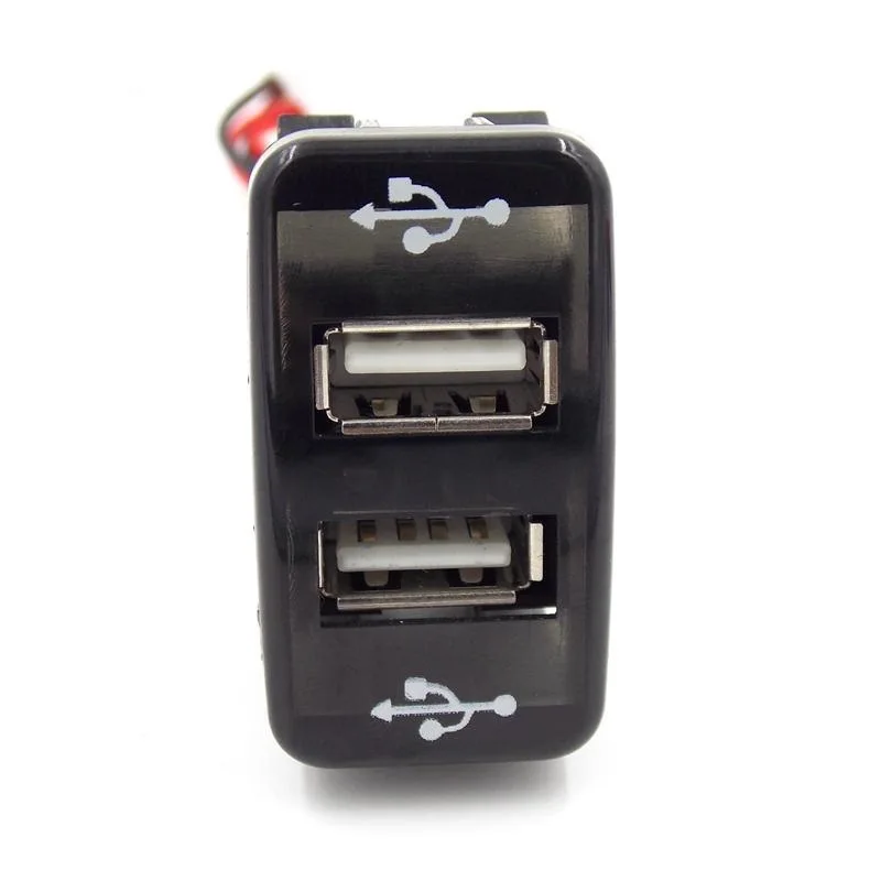 لتويوتا فيجو أسود جودة عالية السيارات السيارات 2.1A المزدوج USB ميناء شاحن لوحة القيادة جبل للهاتف إدخال الصوت