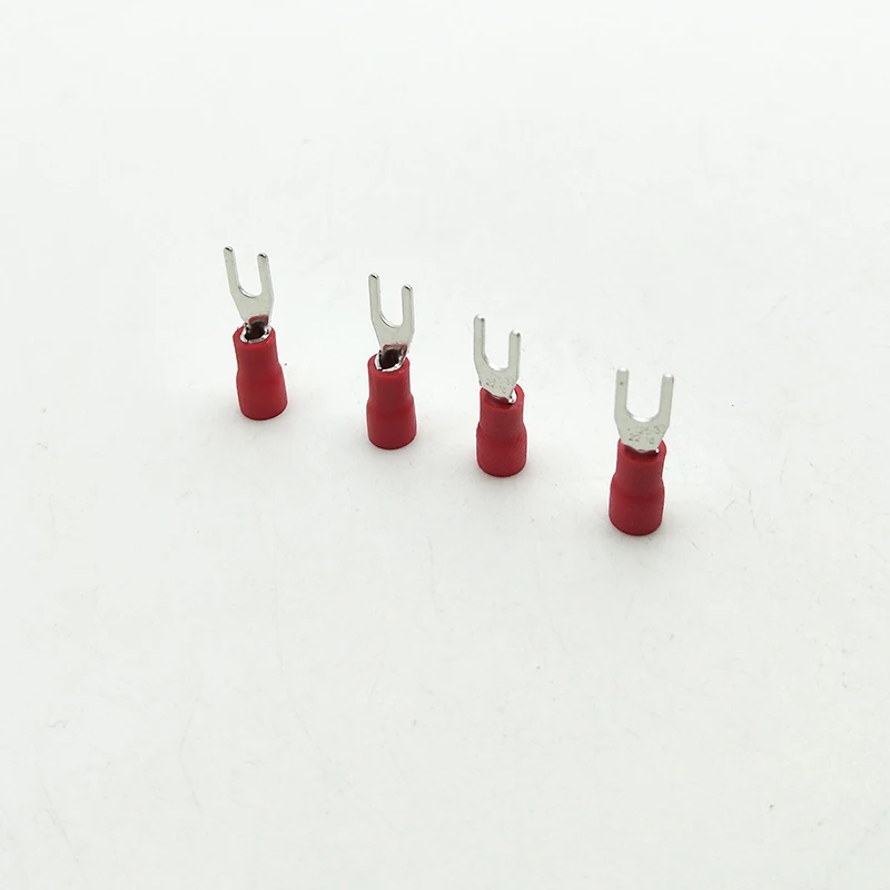 1000 3.2mm Bolt Furcate 22-16 AWG Pre Insulated Fork Crimp Terminal Connector For 0.5-1.5mm2 Cable Wires SV1.25-3