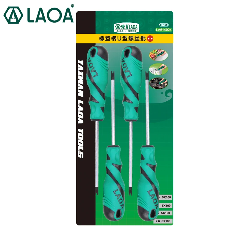 

LAOA 4PCS Special "U" shape S2 Alloy Steel Screwdriver set Gongniu Screwdriver Double Color Handle Screwdriver Bolt driver