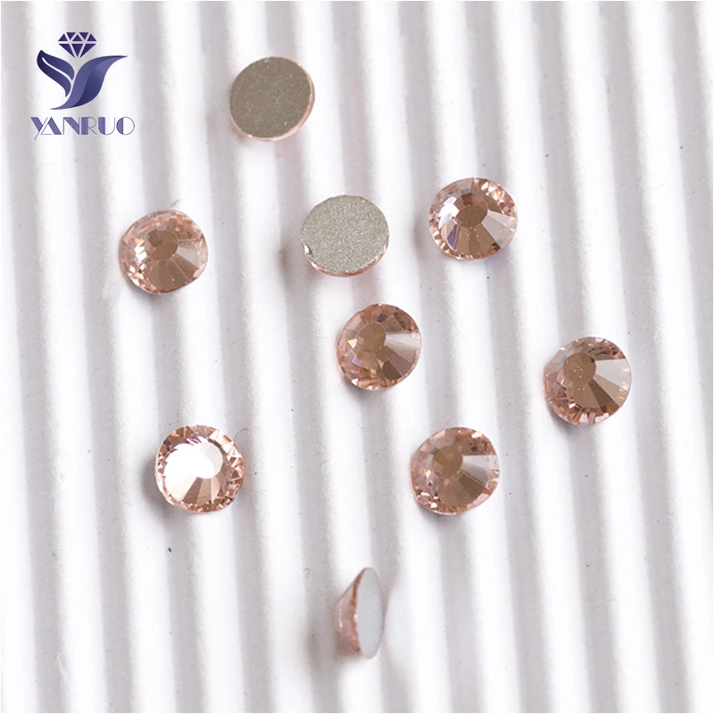 YANRUO 2028NoHF All Sizes Lt.Peach High Quality Crystal Flatback Luxury Strass Stones Non Hotfix Rhinestones Trim For Bags