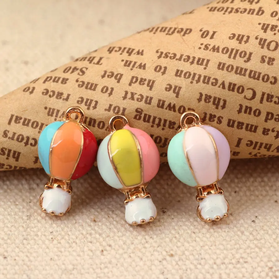 

New Arrival Enamel Colorful Fire Balloon Necklace Pendant 100Pcs 10*17mm DIY Jewelry Findings Metal Drop Oil Bracelet Charms