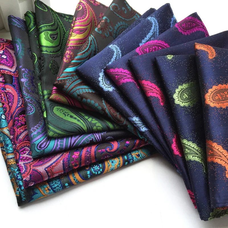 Men Bright Color Paisley Floral Hanky Gorgeous Jacquard Pocket Square BWTHZ0049