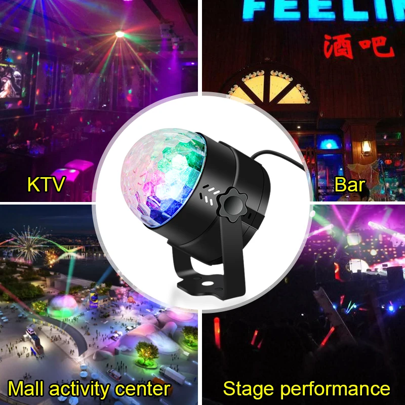 RGB USB led disko ışığı Topu Ev Ses lazerli parti ışıkları Disko Lamba Hareketli Kafa Sahne Işığı Dönen DJ Lazer Işığı Etkisi