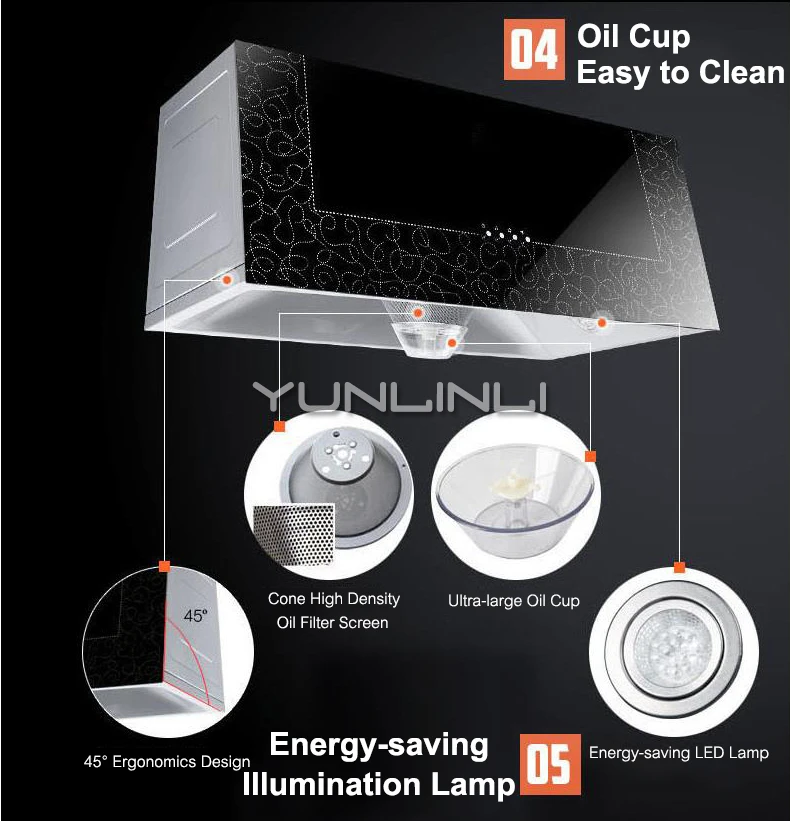 Household Exhaust Hood Range Hood For Kitchen Restaurant Top Suction Hood Deep Cover Type Large Suction Range Hood