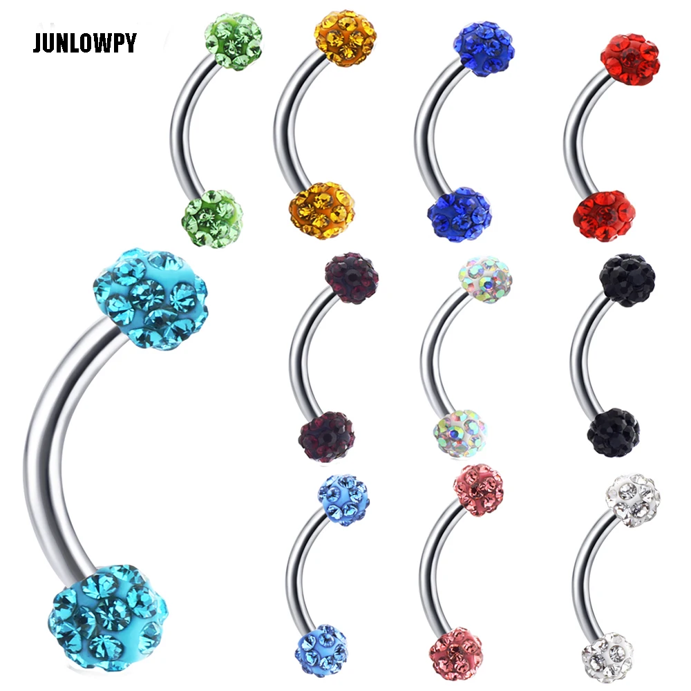 

JUNLOPWY Mix 10 Colors Eyebrow Bar Earring Surgical Steel 16G Body Jewelry Piercing Barbell Ear Stud Helix Tragus Eyebrow Rings