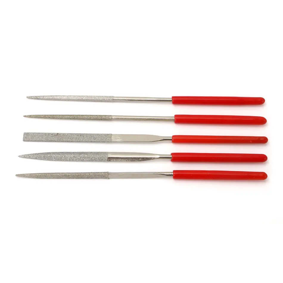 DIYFIX 5Pcs 3mm x140mm Mini Diamond Needle Metal File Set Coated Riffler for DIY Jewelry Crafts Glass Cutting Repair Tools