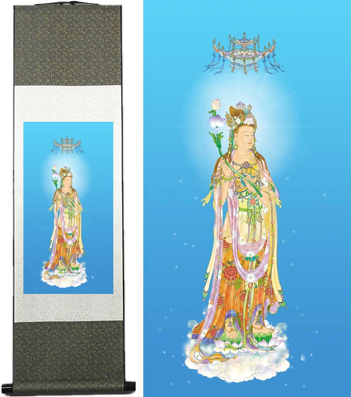 The west three holy momentum to bodhisattva Silk hangs a picture/decorative painting scroll painting wholesale AT018