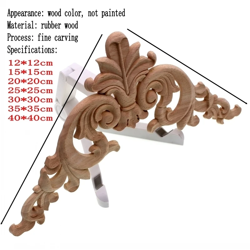 Exquisite Classic Rubber Wood Carved Applique Vintage Furniture Craft Decor Home Decoration Accessories Miniature Figurine