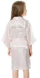 Fashion Kid Flower Girl Wedding Party Mini Bride Bridal Satin Solid Bath Robe Yukata Rayon Silk Sexy Sleepwear Children Dressing