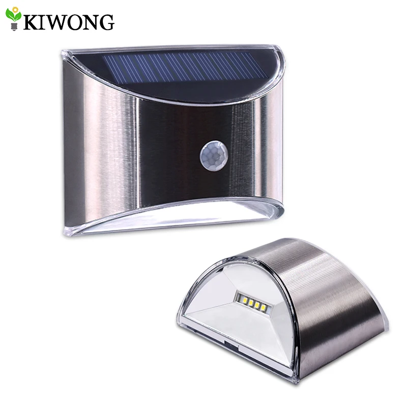 LED Solar Light PIR Motion Sensor Waterproof Outdoor Wall Lights Stainless Steel Shell Lighting For Garden Home Use New