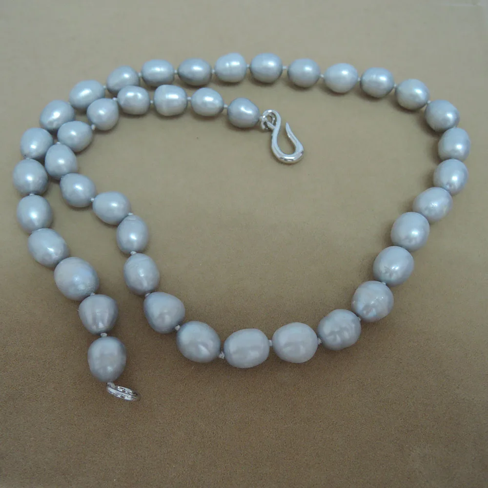 100% FRESHWATER PEARL NECKLACE-GRAY COLOR PEARLS,nice clasp.