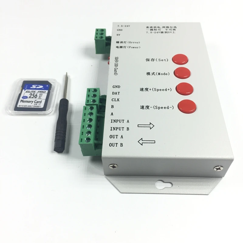 T1000S SD Card WS2801 WS2811 WS2812B LPD6803 LED 2048 Pixels Controller DC5~24V T-1000S RGB Controller