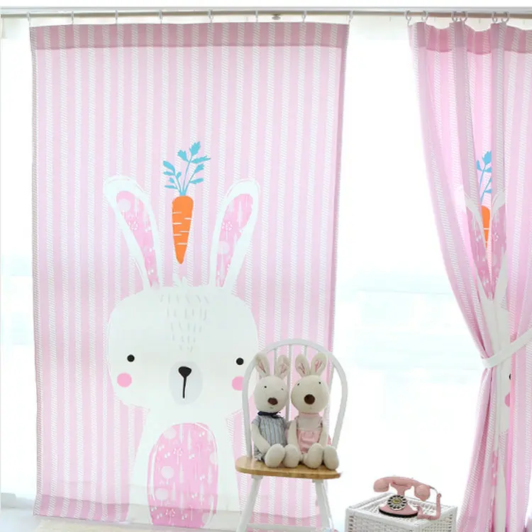 Korean style Kids curtains for baby room 3D cartoon rabbit curtain for kids baby curtains for living room corina home deco