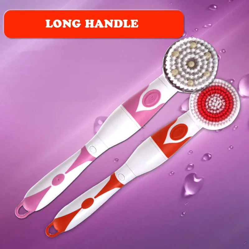 NEW 4-In-1 Electric Bath Brush Long Handle Waterproof Body Cleansing Brush Massage Home Shower Clean Spa System Health Care