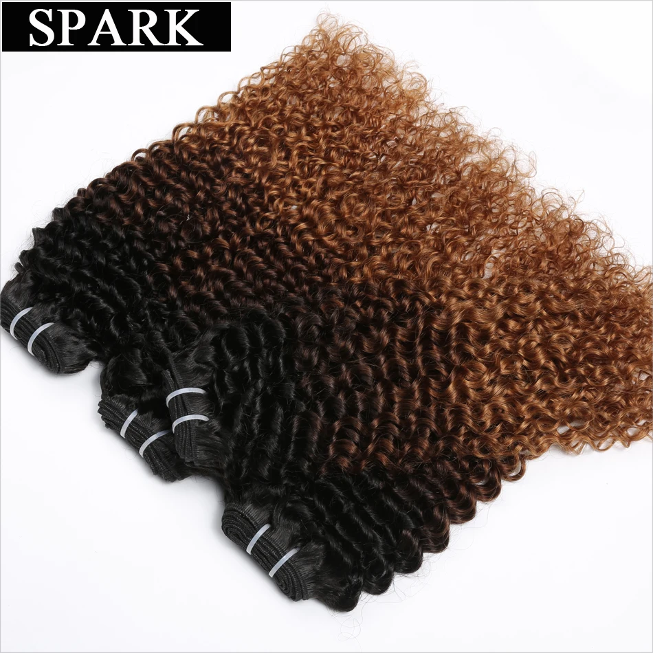 Zestawy włosów afro kinky curly w kolorze 1B/4/30, doczepiane włosy ombre brazylijskie T1B430, 100% ludzkie włosy do przedłużania.