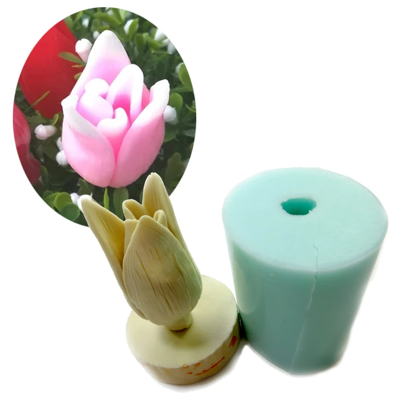 

Silicone Mold 3D Tulip Bouquet Flower Design Handmade Soap Mold Fondant Cake Silica Gel Mold Candle Decoration Mold HC0019