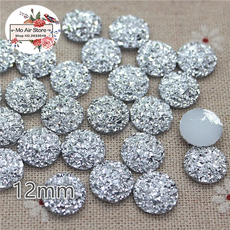 100pcs shiny silver imitation rhinestones Flat back Cabochon Art Supply Decoration Charm Craft DIY 12mm