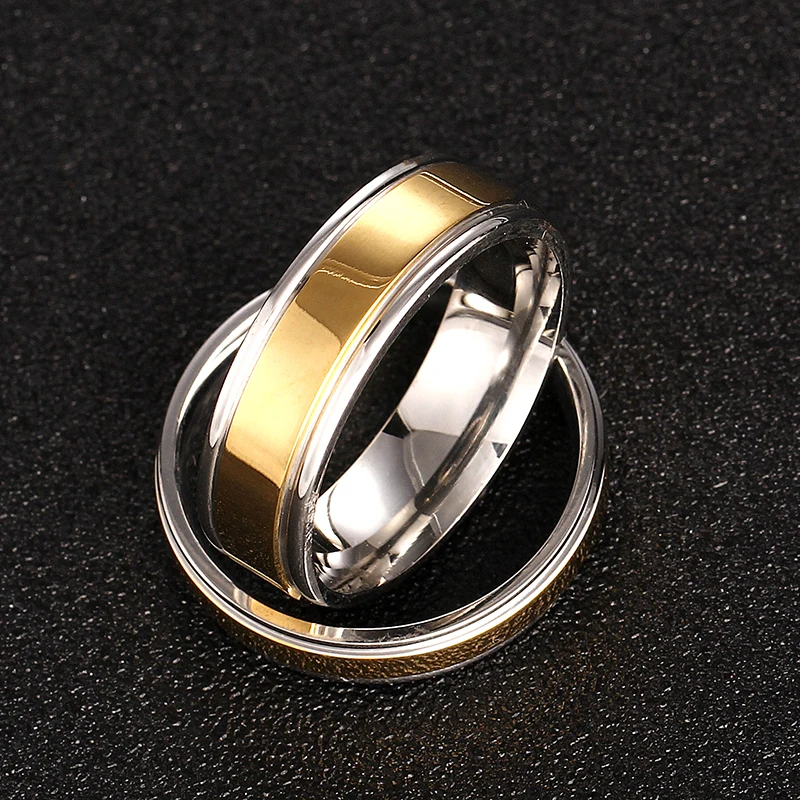 Couple Ring Gold-Color Titanium Wedding Bands Jewelry for Women Man Personalized Ring Customize Ring Engraved Ring