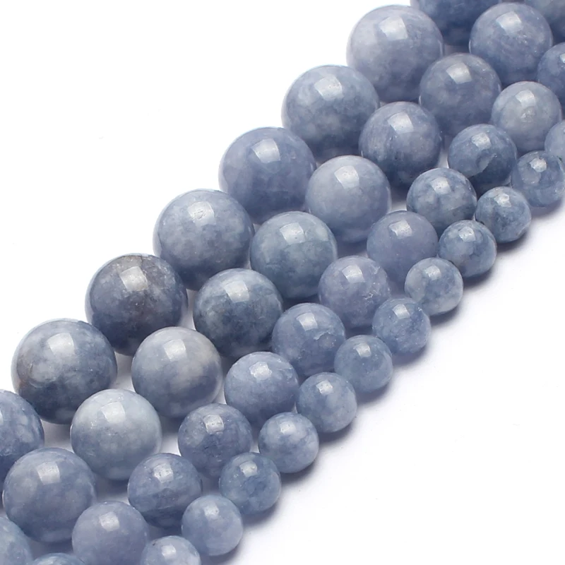 Natural Stone Beads Blue Angelite Round Loose Spacer  Beads for Jewelry Making 6/8/10/12mm Strand 15\